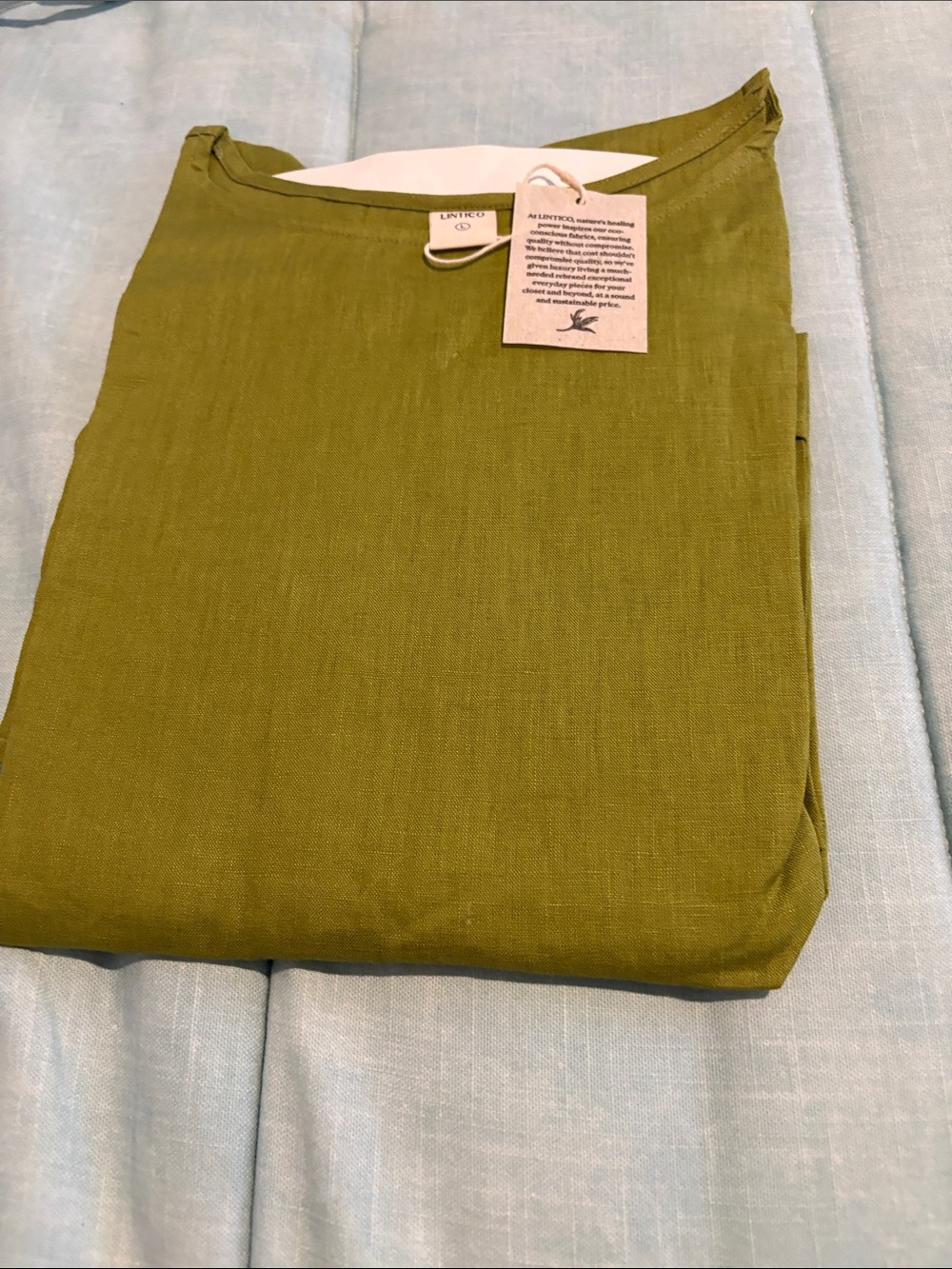 Lintico Olive Green Linen top Lightweight Casual 23” p2p 27” back length